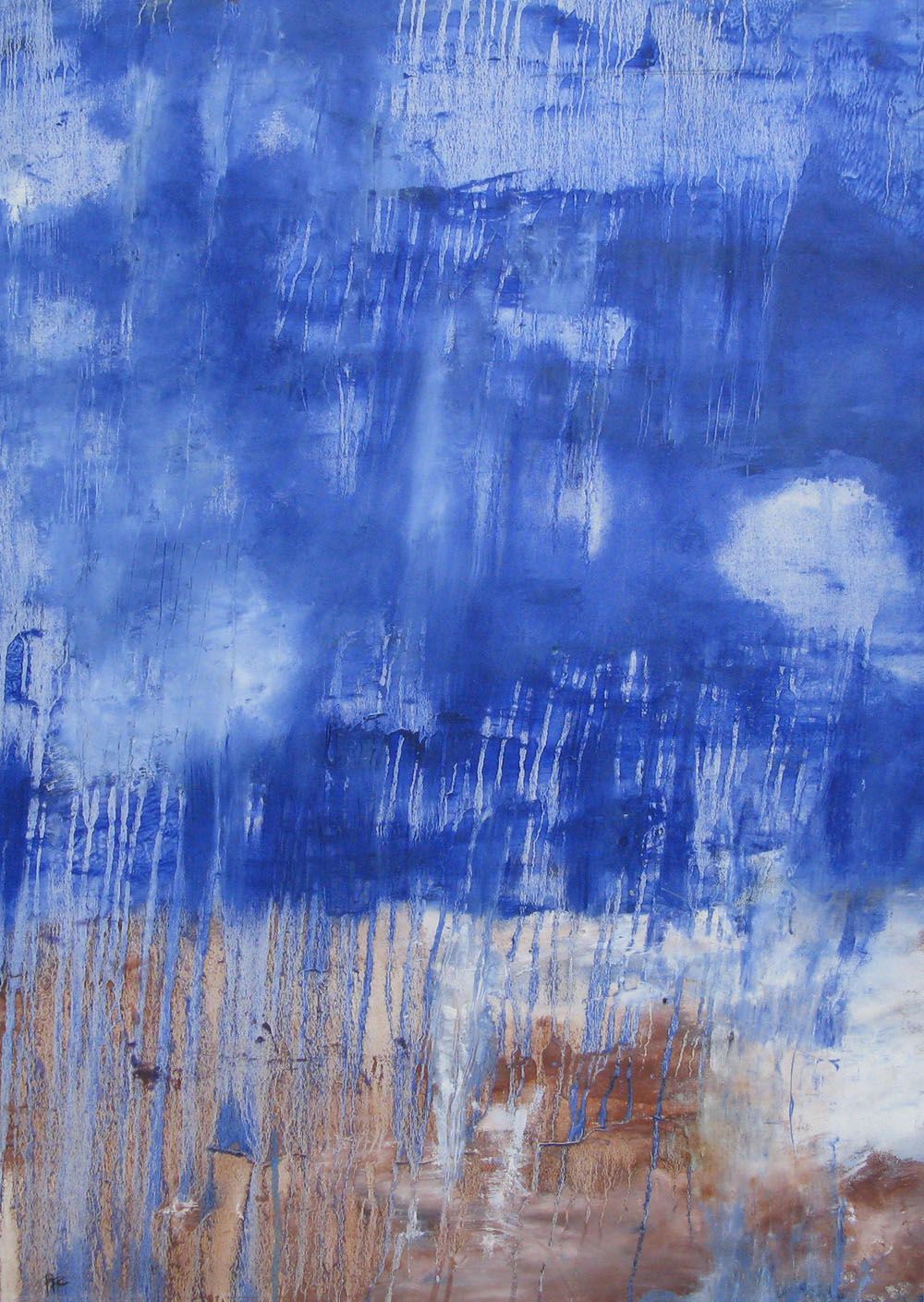 Toile abstraite moyen format bleu BLEU MARINE – PASCALE JACQUEMOND – 87 × 62 cm