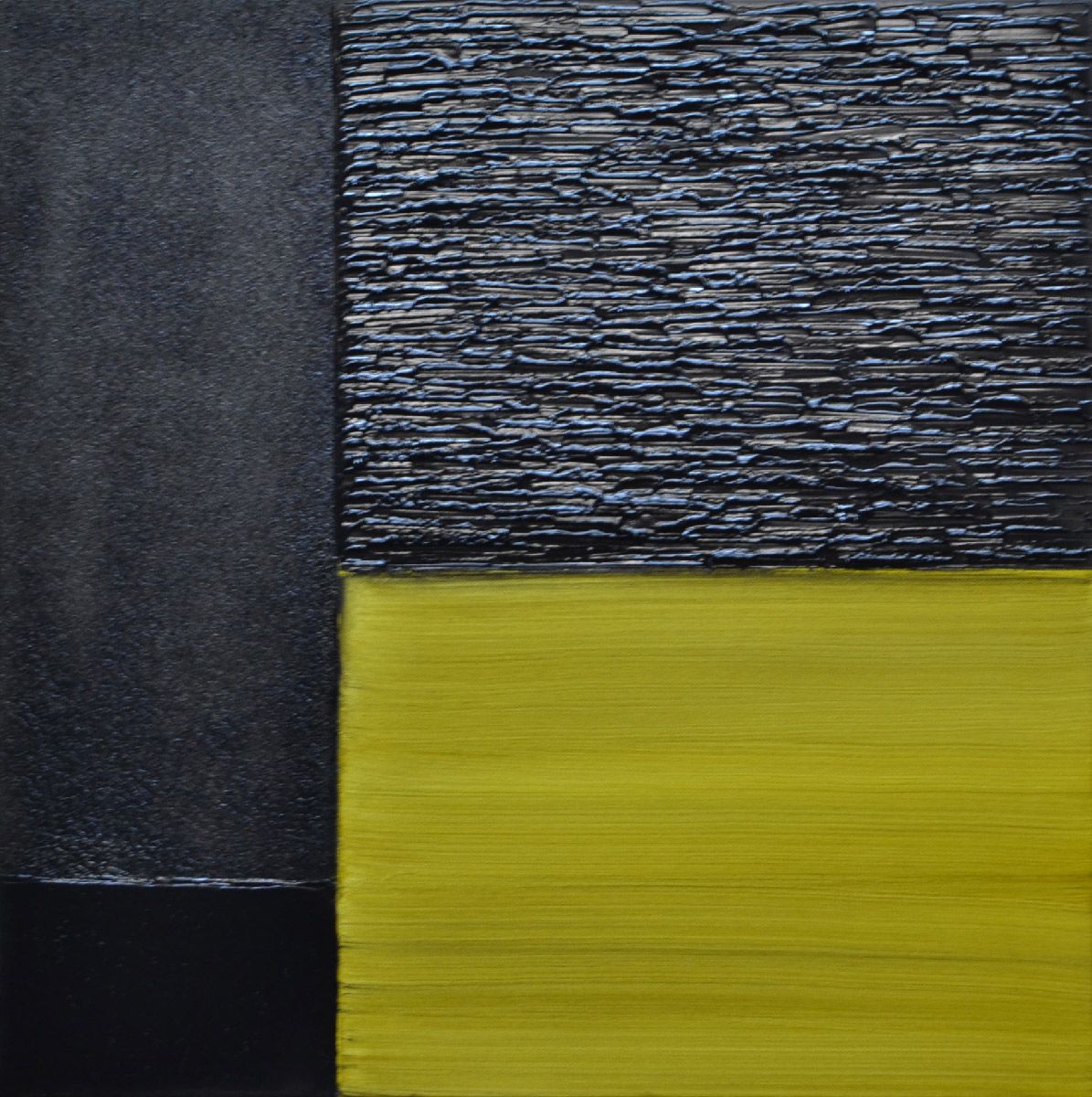 Toile abstraite moyen format jaune et noir Peinture 12-2025-51 – ALAIN BECANNE – 50 × 50 cm