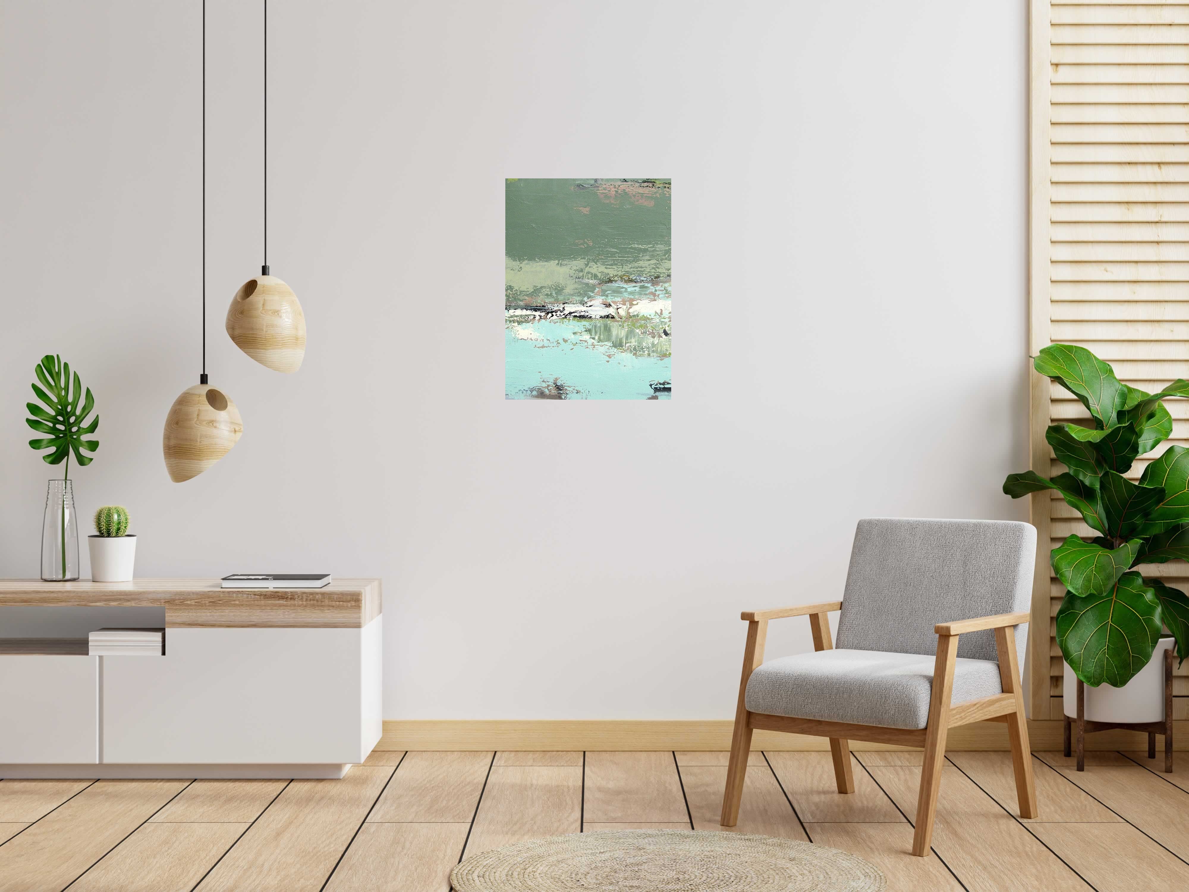 Toile NUANCES KAKI de TANIA CARRARA dans un intérieur – 60 × 80 cm