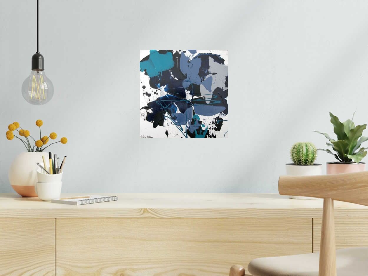 Toile THE DEEP - 1 de CELINE WEBER dans un intérieur – 30 × 30 cm