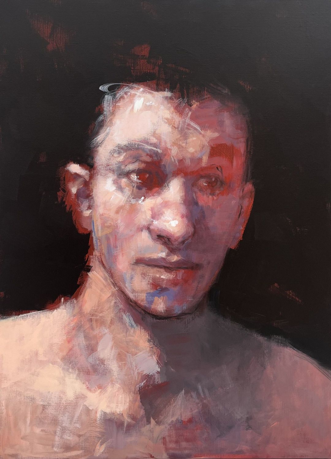 Toile figurative grand format Portrait of young man – OLIVIER MASSEBEUF – 73 × 100 cm