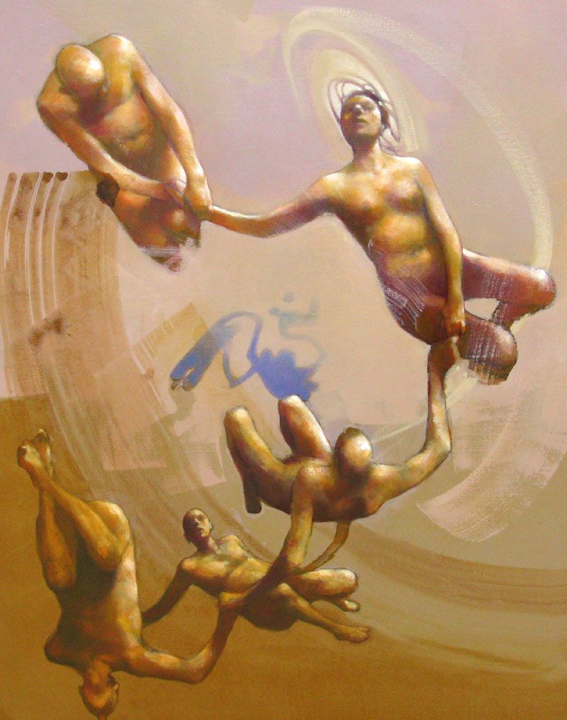 Toile figurative grande taille COERCION – OLIVIER MASSEBEUF – 116 × 89 cm