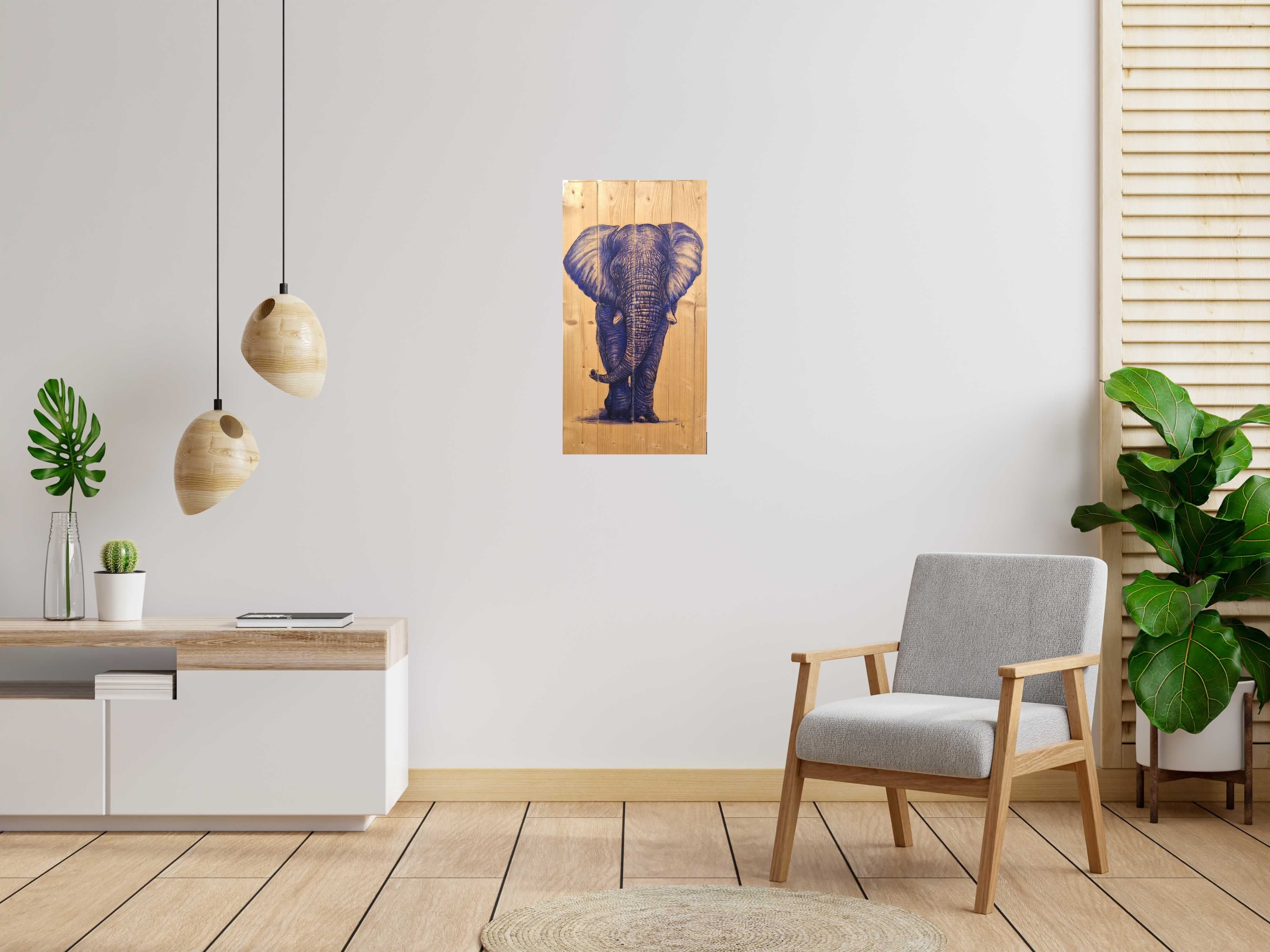 Toile Eléphant de ART HM dans un intérieur – 45 × 86 cm