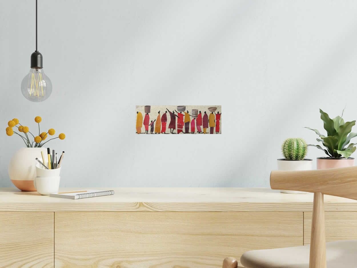 Toile Massaï - Barcelona 2025 de MARCOS ZRIHEN NOWOTNY dans un intérieur – 30 × 10 cm