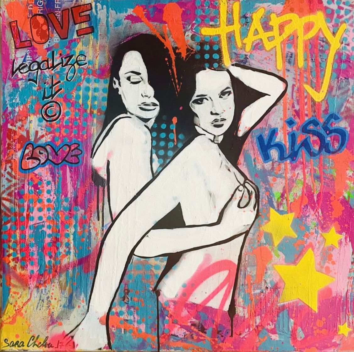 Toile format xxl Love legalize it – SARA CHELOU – 80 × 80 cm