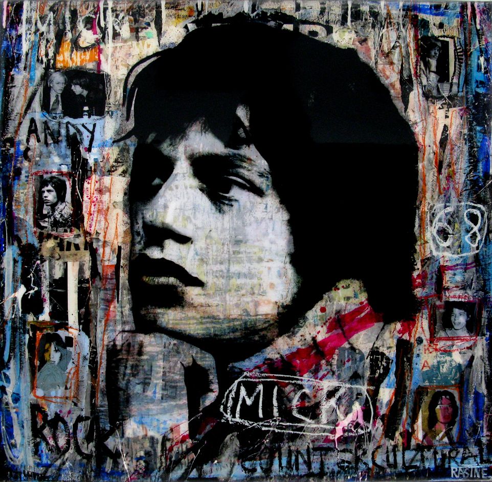 Toile grande taille Mick 1968 – THIERRY RASINE – 80 × 80 cm