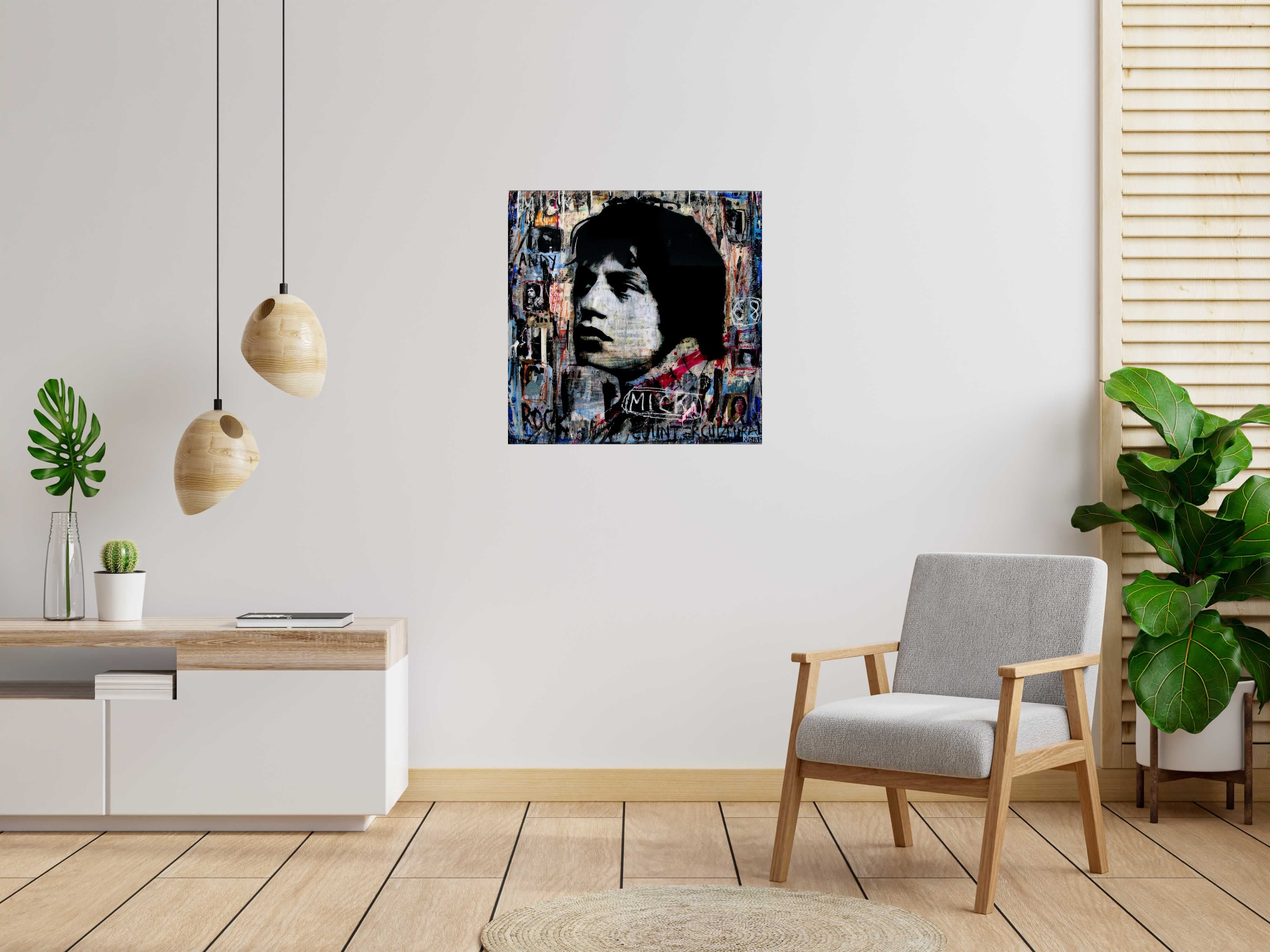 Toile Mick 1968 de THIERRY RASINE dans un intérieur – 80 × 80 cm