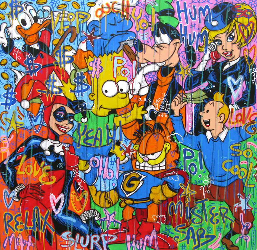 Toile graphique très grand format OUH... PO – RICO SAB – 120 × 120 cm