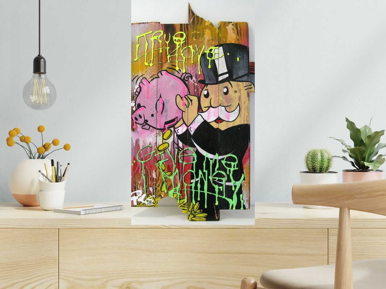 Toile PINK MONEY de JUG dans un intérieur – 73 × 40 cm