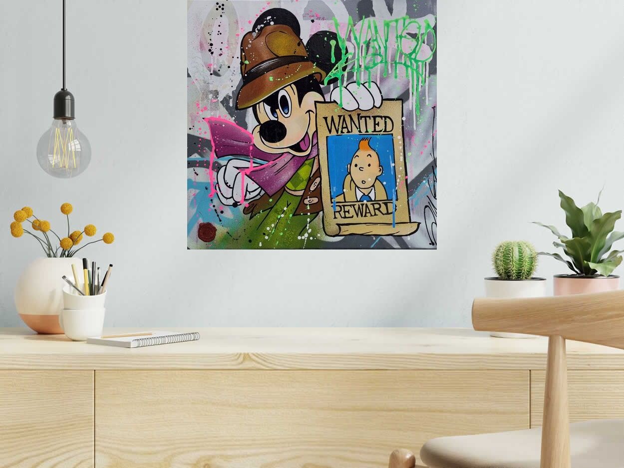 Toile WANTED de JUG dans un intérieur – 50 × 50 cm