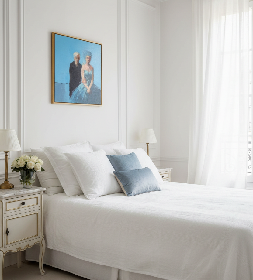Toile Out of the blue de OLIVIER MASSEBEUF pour chambre parent parisien – 50 × 61 cm
