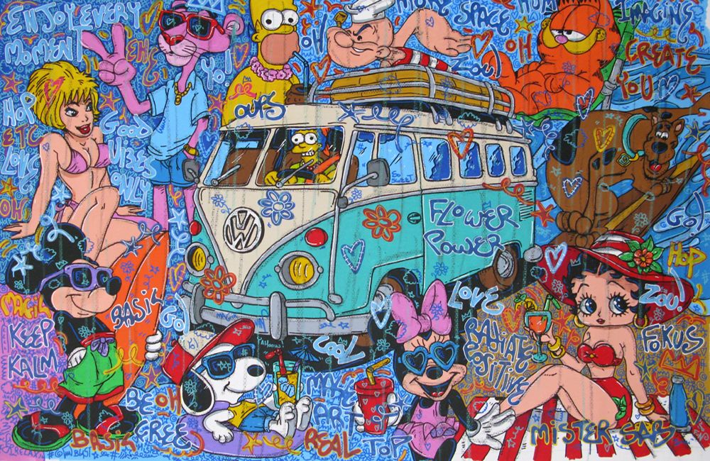 Toile street art format xxl Here comes the summer – RICO SAB – 195 × 130 cm