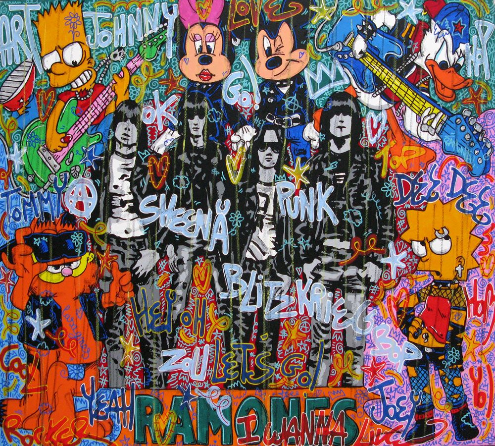 Toile street art format xxl Hey ho let's go ! – RICO SAB – 150 × 120 cm