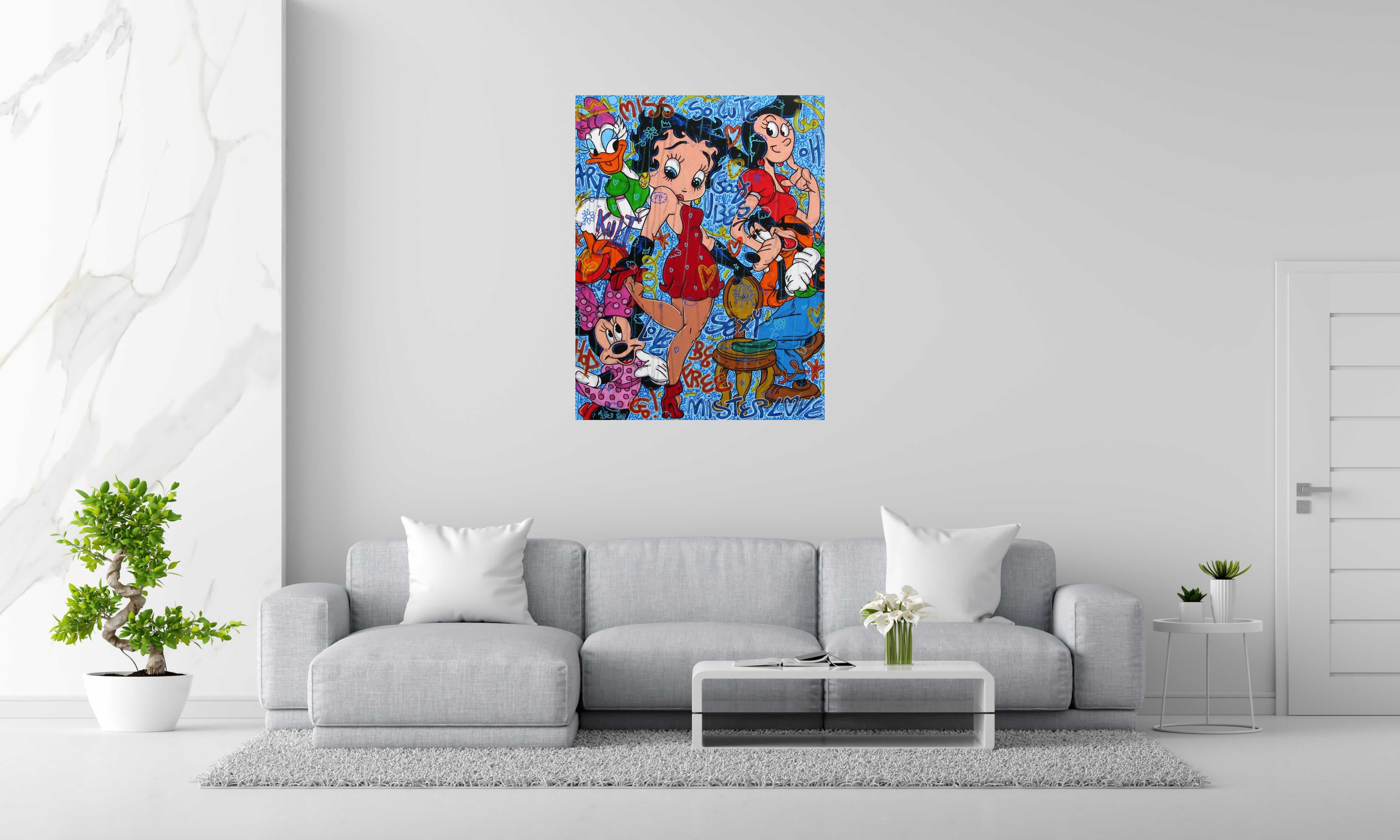 Toile KRAZTY BETTY de RICO SAB dans un intérieur – 89 × 116 cm