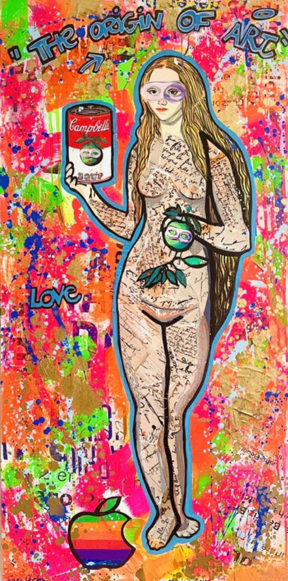 Toile street art format xxl The origin of Art – SARA CHELOU – 110 × 60 cm