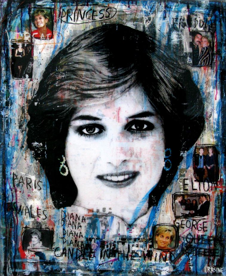 Toile street art grand format bleu Diana – THIERRY RASINE – 81 × 100 cm