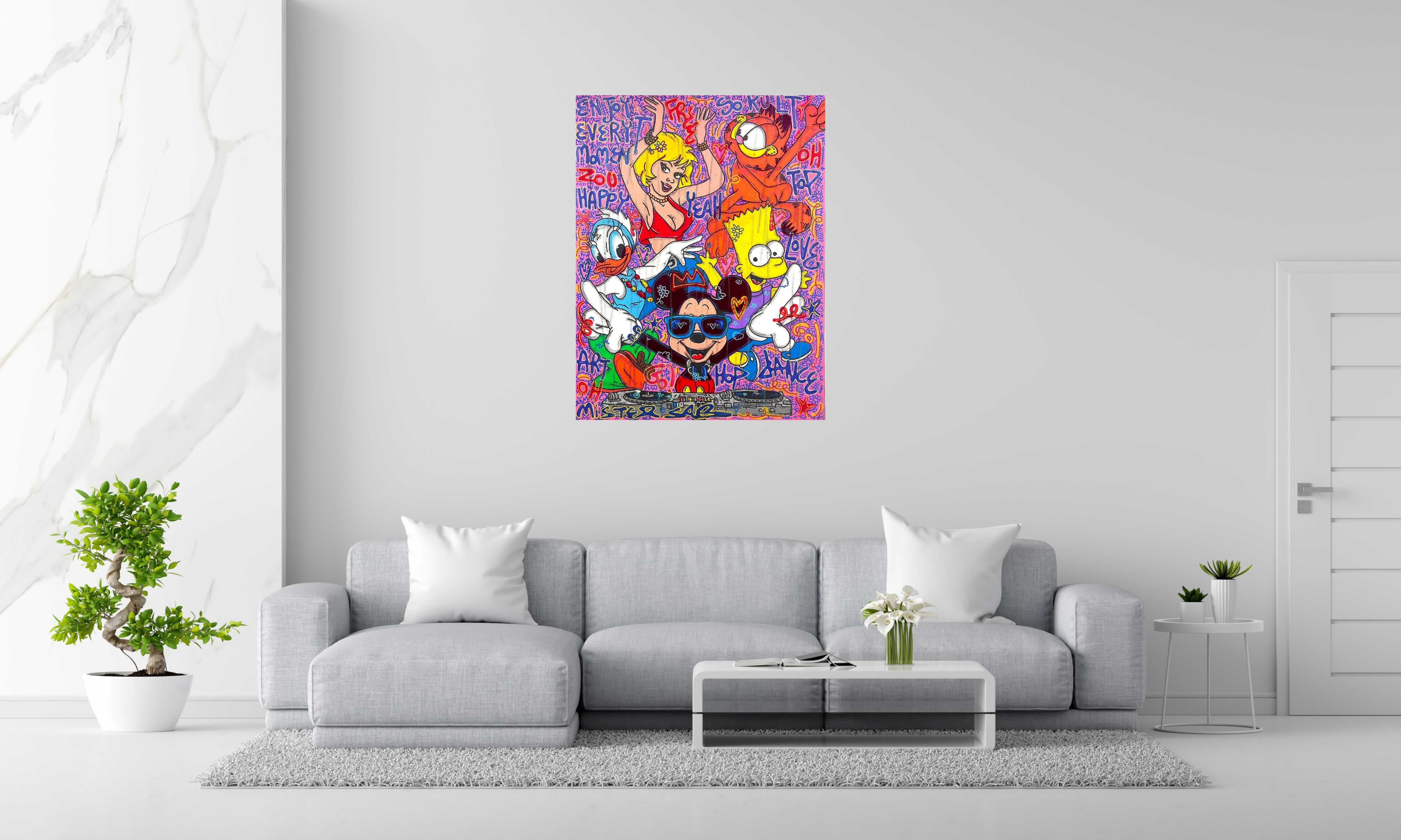 Toile Enjoy every moment de RICO SAB dans un intérieur – 89 × 116 cm