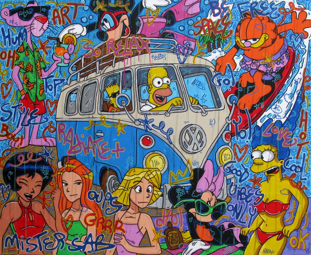 Toile street art grande taille Van's life – RICO SAB – 150 × 120 cm