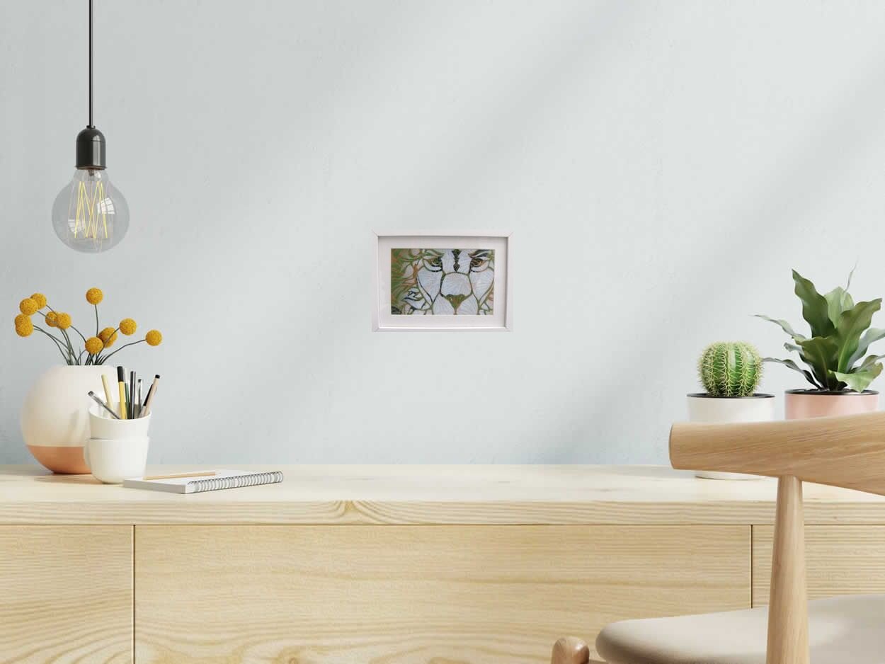 Toile Mon chat de KARO TRASS dans un intérieur – 20 × 14 cm