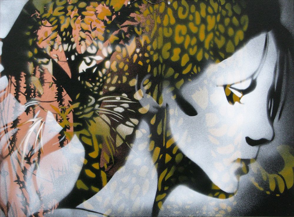 Toile street art petit format Pauline dans ses pensées – KARO TRASS – 55 × 40 cm