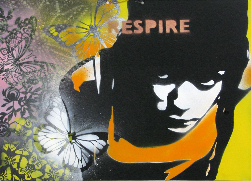 Toile street art petit format Une bouffée d'air – KARO TRASS – 55 × 40 cm
