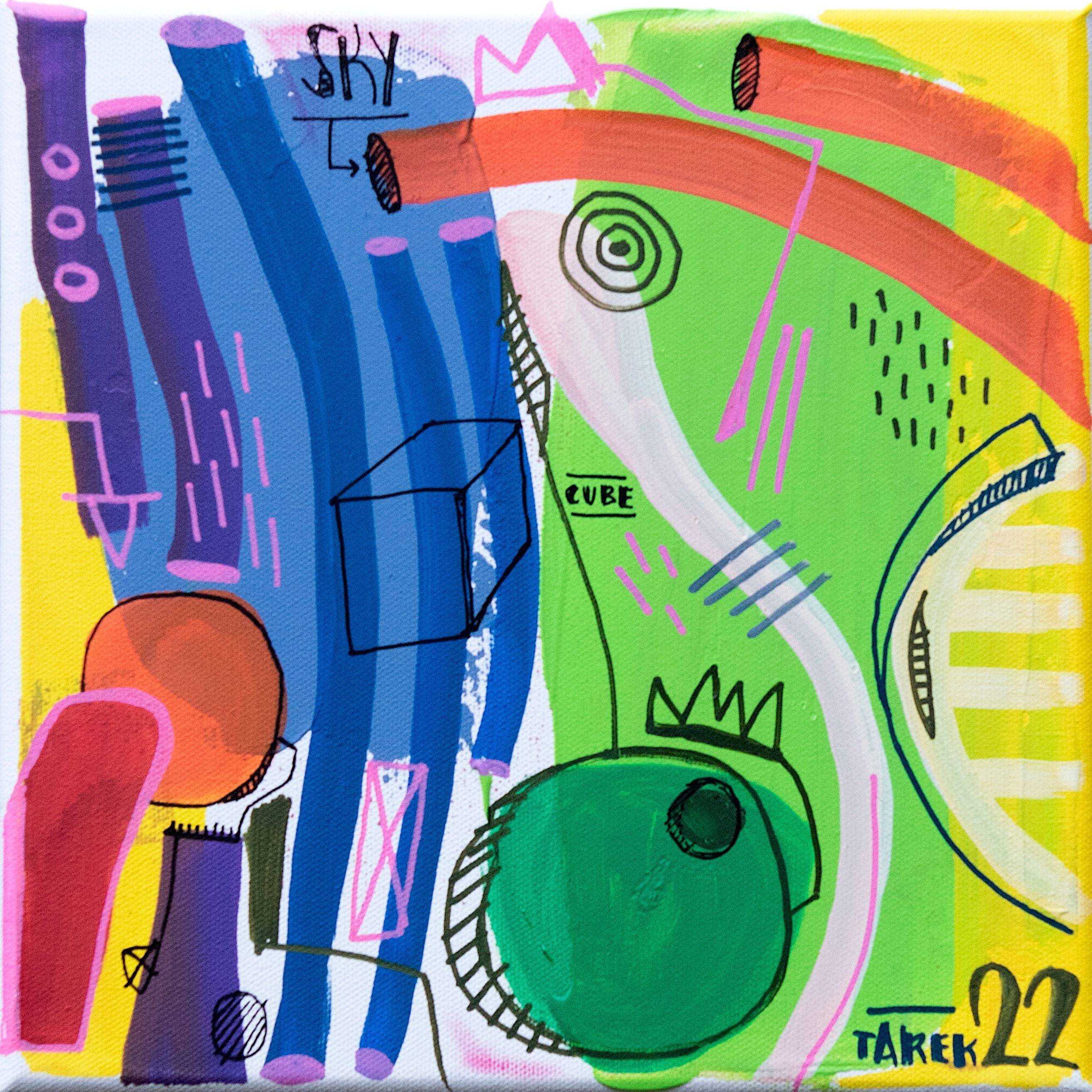 Toile street art petit format Geometrik 1 – TAREK – 25 × 25 cm