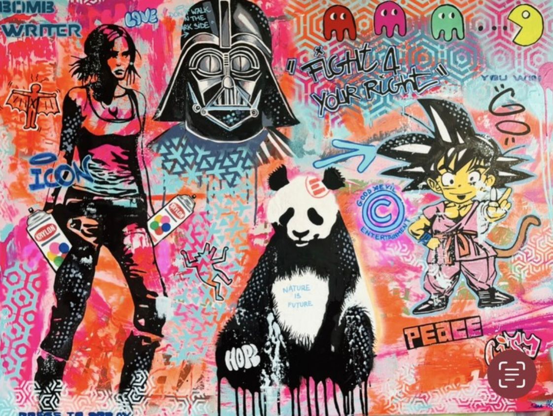 Toile street art très grand format Fight 4 the power – SARA CHELOU – 130 × 97 cm