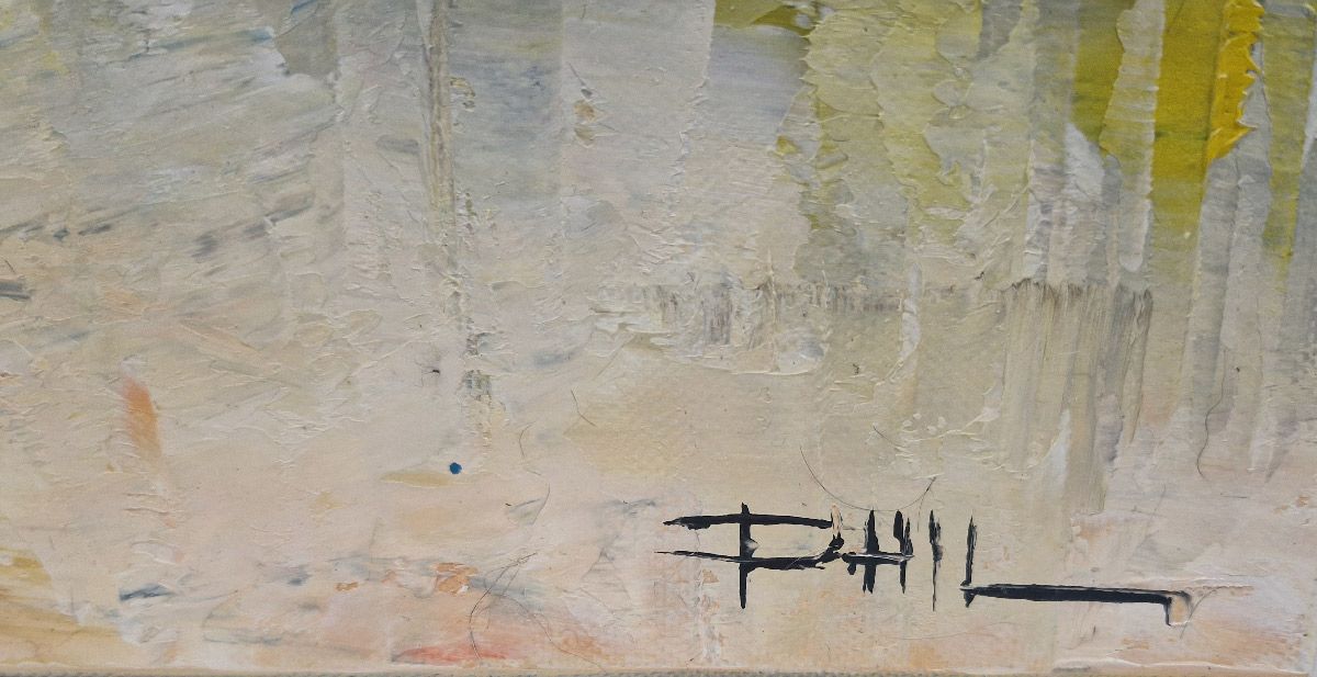 Tableau de PHIL a pour titre Place du Tertre, Paris style figuratif dim : PHILprix:350