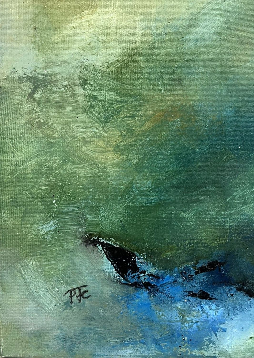 Tableau de PASCALE JACQUEMOND a pour titre Verts style abstrait dim : PASCALE JACQUEMONDprix:850
