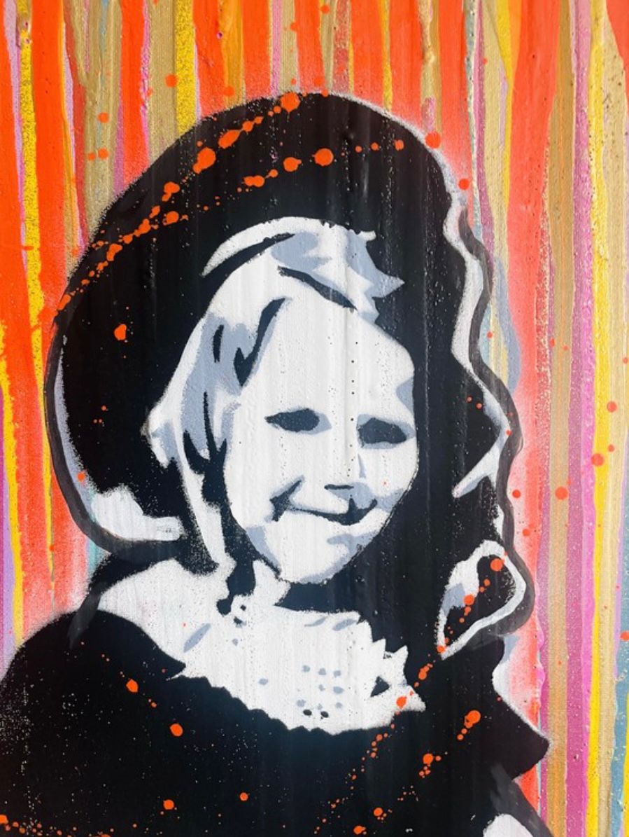 Tableau de SARA CHELOU a pour titre We are the human bomb style street pop art, street art dim : SARA CHELOUprix:650
