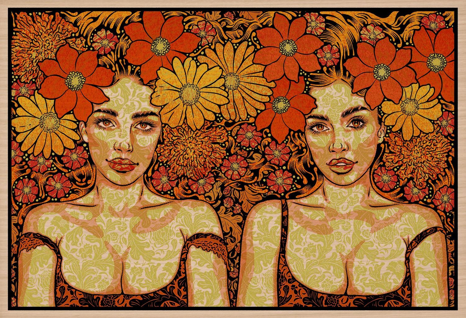 Editions d'art de CHUCK SPERRY a pour titre  SOEURS JUMELLES WOOD PANEL style expo chuck dim : CHUCK SPERRYprix:2150