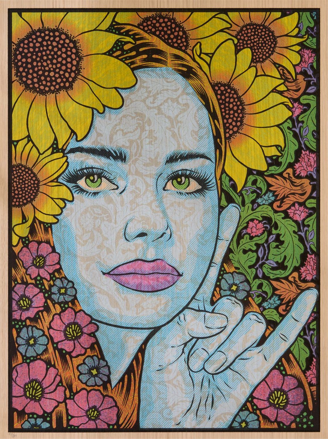 Tableau de CHUCK SPERRY a pour titre  THE BACCHANTE WOOD PANEL AP style expo chuck dim : CHUCK SPERRYprix:2500