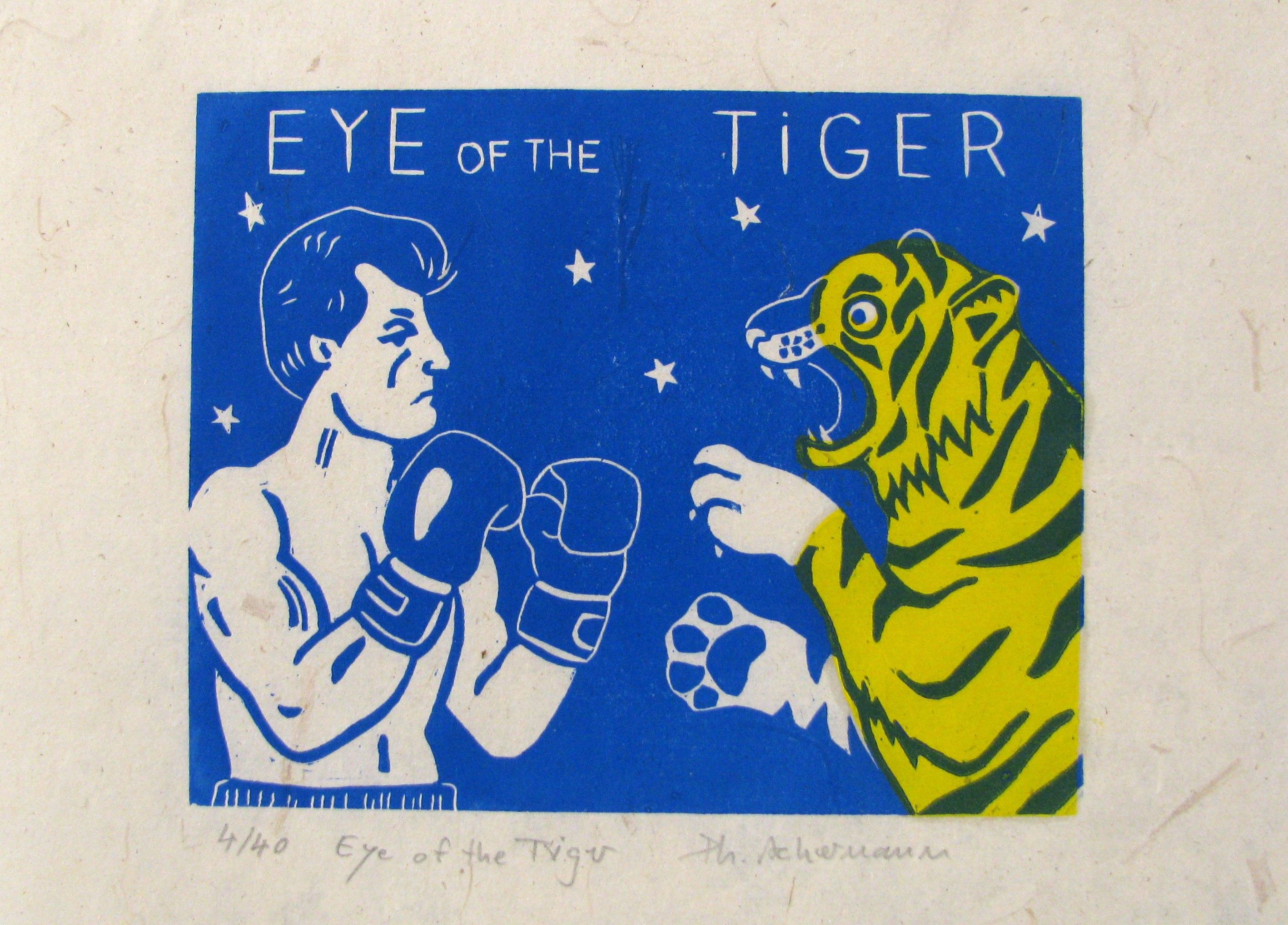 Editions d'art de PHILIPPE ACHERMANN a pour titre  EYES OF TIGER style figuratif dim : PHILIPPE ACHERMANNprix:40