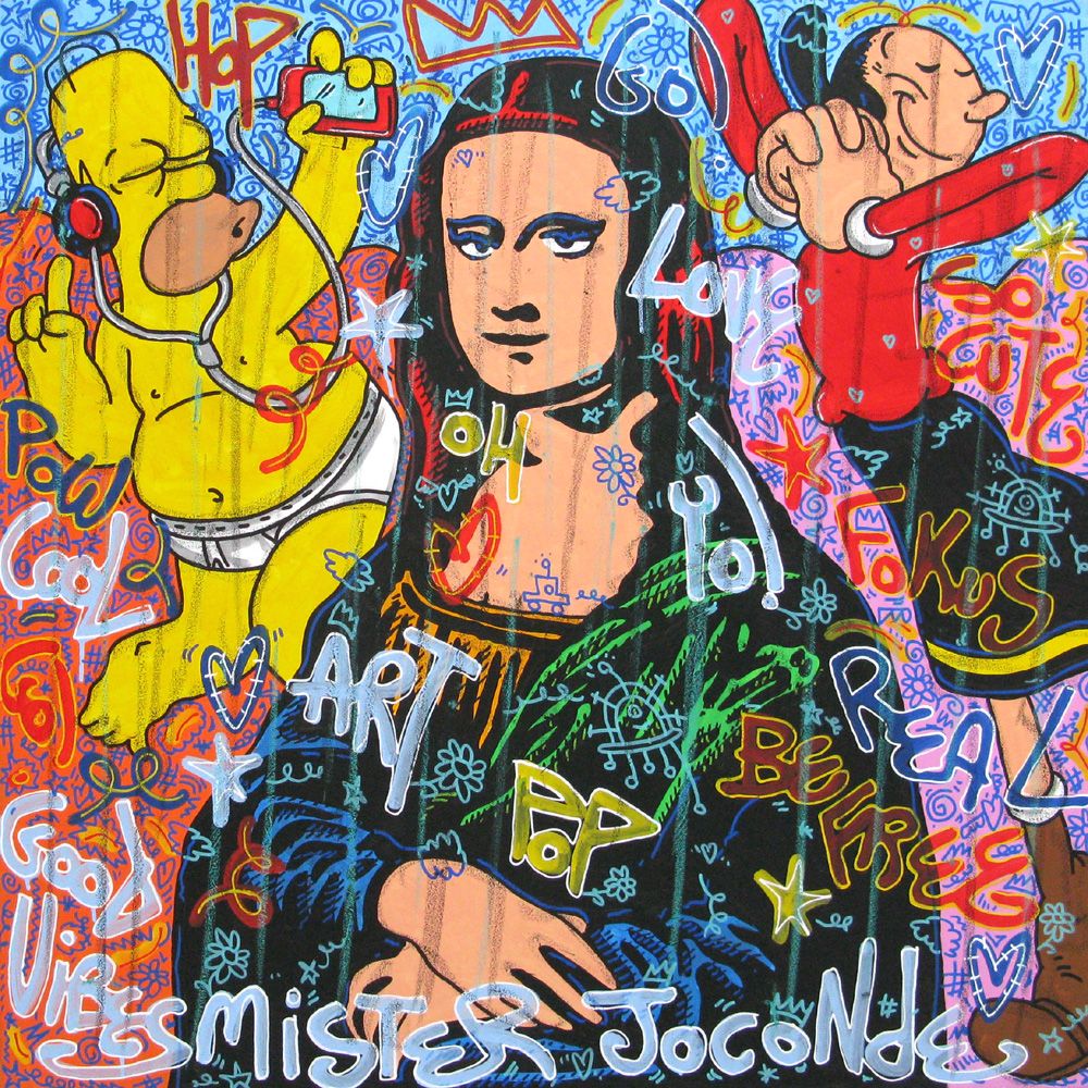 Tableau de RICO SAB a pour titre  Mister Joconde style street pop art, street art dim : RICO SABprix:950