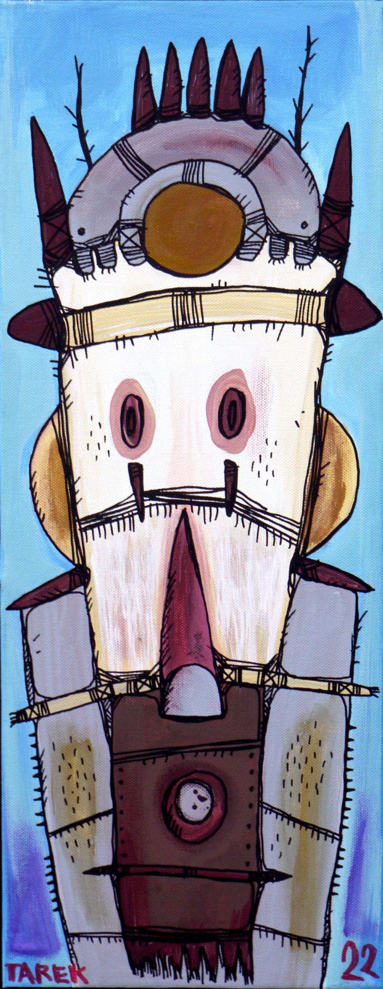 Tableau de TAREK a pour titre  Mask allongé 2 style street art dim : TAREKprix:400