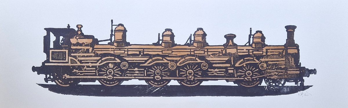 Editions d'art de OSRU a pour titre  SKATE/TRAIN MARRON style figuratif dim : OSRUprix:70