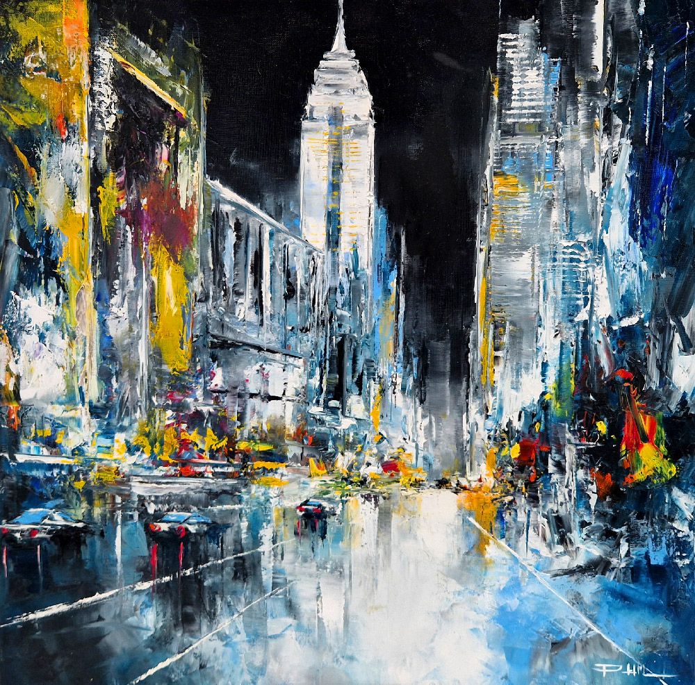 Tableau de PHIL a pour titre  Empire, NY Night style figuratif dim : PHILprix:300