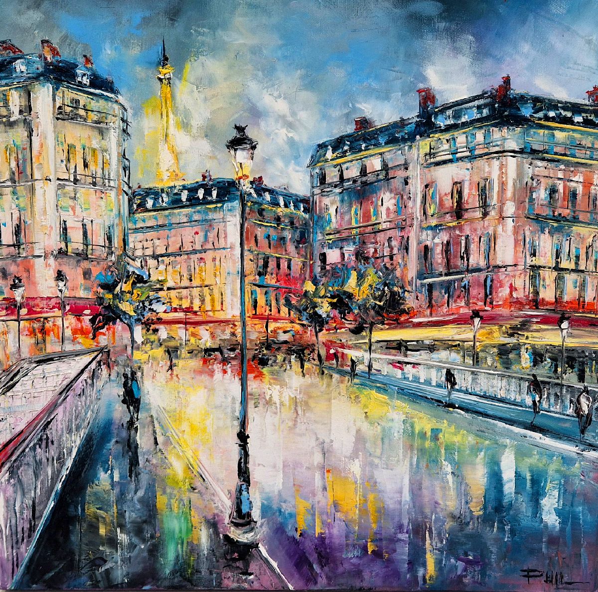 Tableau de PHIL a pour titre  Soirée à Paris style figuratif dim : PHILprix:300