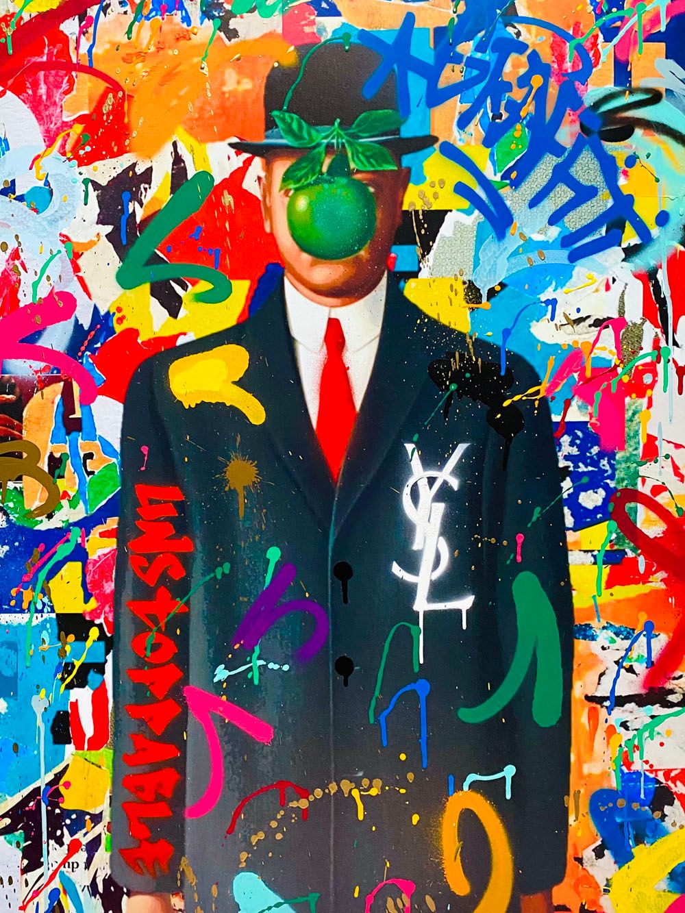 Editions d'art de RS ARTIST a pour titre  GRAFFITI MAGRITTE style graffiti, street pop art dim : RS ARTISTprix:70
