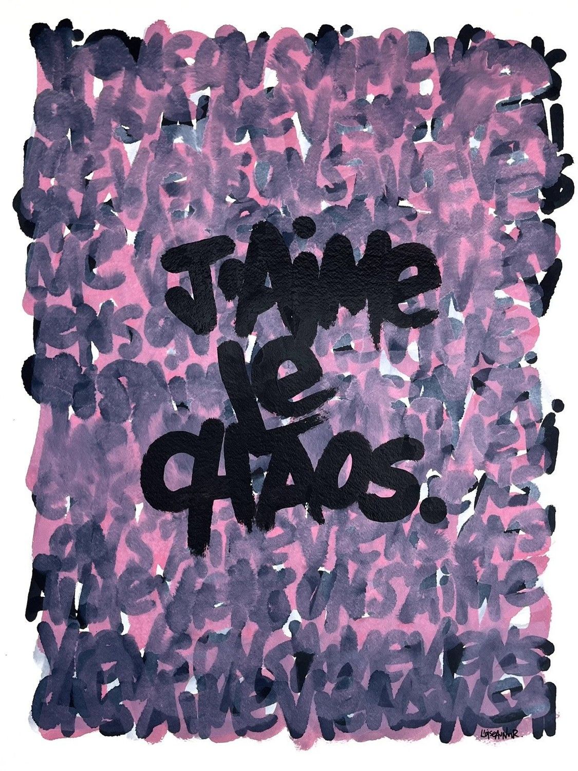 Dessin de L'OISEAU NOIR a pour titre  J'aime le chaos style graphique dim : L'OISEAU NOIRprix:450