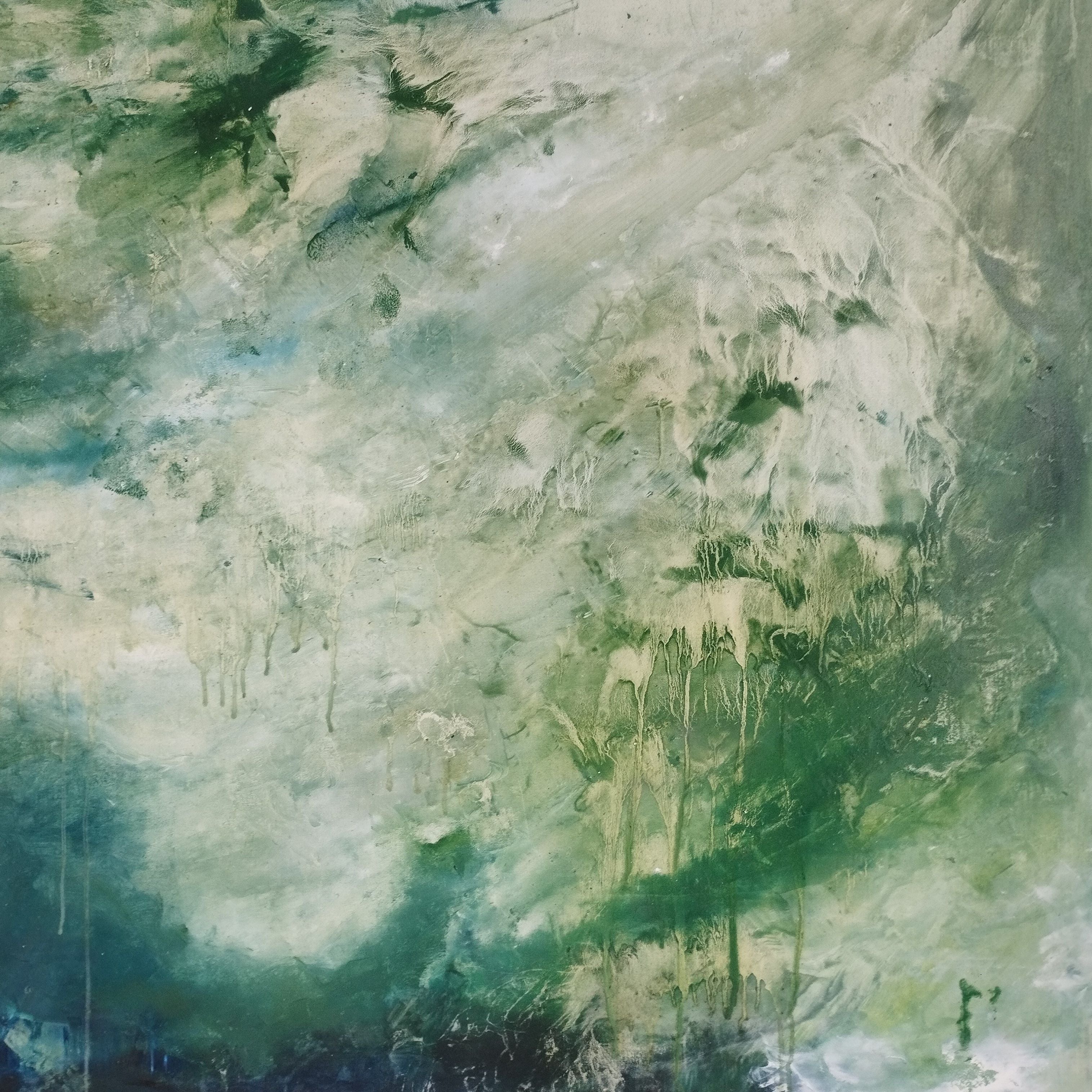 Tableau de PASCALE JACQUEMOND a pour titre  Aquaverde style abstrait dim : PASCALE JACQUEMONDprix:850