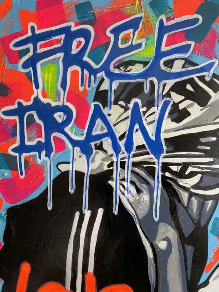 Tableau de SARA CHELOU a pour titre  Free Iran style street pop art dim : SARA CHELOUprix:890