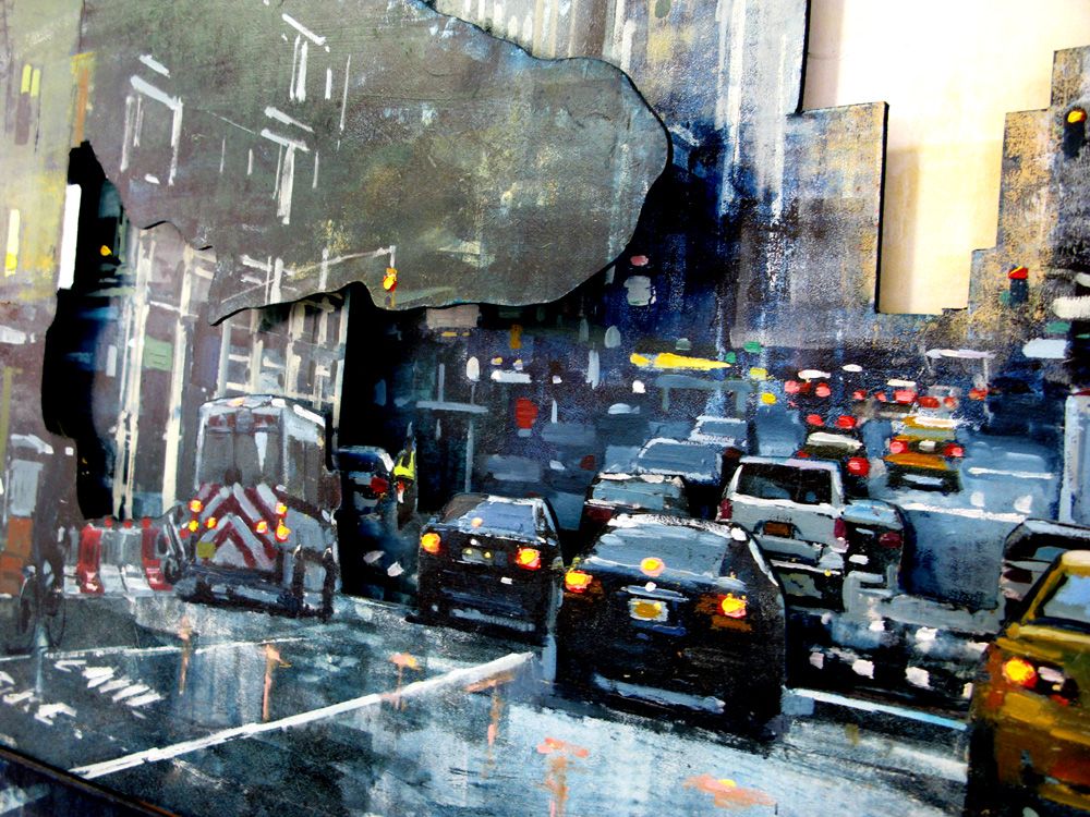 Tableau de ADRIEN FAVEAU a pour titre  7th AVENUE EVENING LIGHTS style figuratif, graphique dim : ADRIEN FAVEAUprix:5800
