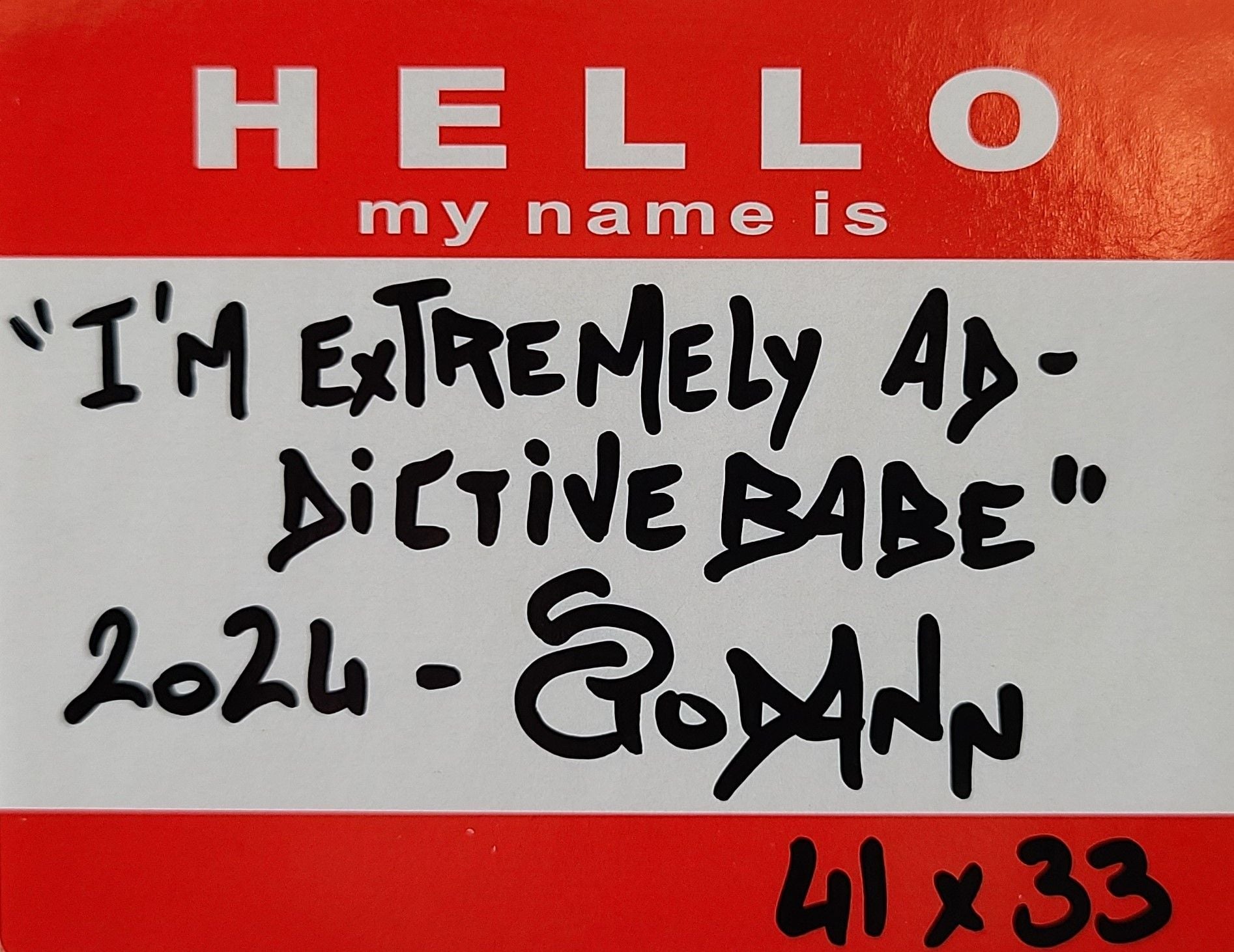 Tableau de Stephanie Godann a pour titre  I'm extremely addictive babe style street art dim : Stephanie Godannprix:410