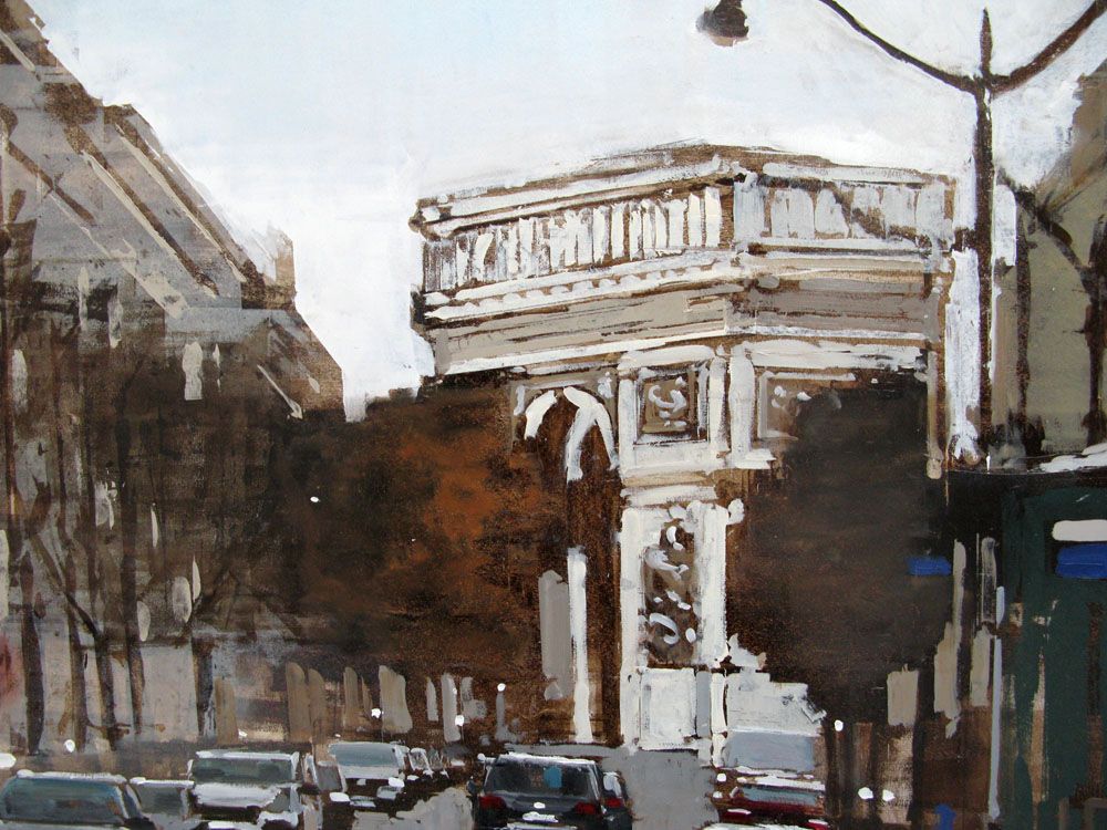 Tableau de ADRIEN FAVEAU a pour titre  AUTOMNE SUR L'AVENUE HOCHE style figuratif dim : ADRIEN FAVEAUprix:2500