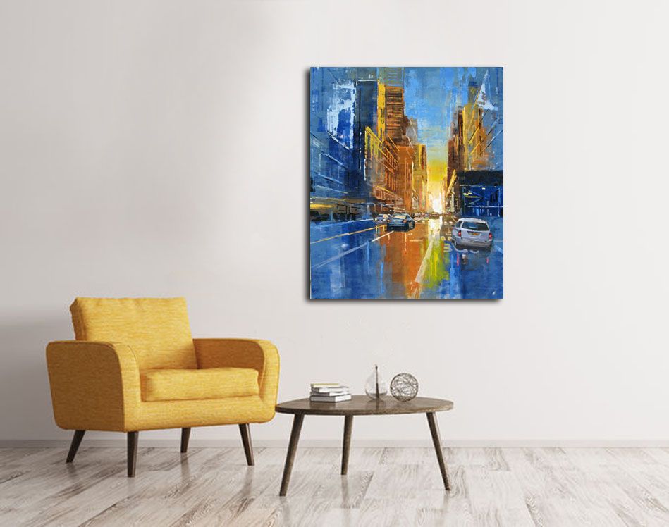 Tableau de ADRIEN FAVEAU a pour titre  57TH STREET SUNSET style figuratif dim : ADRIEN FAVEAUprix:2500