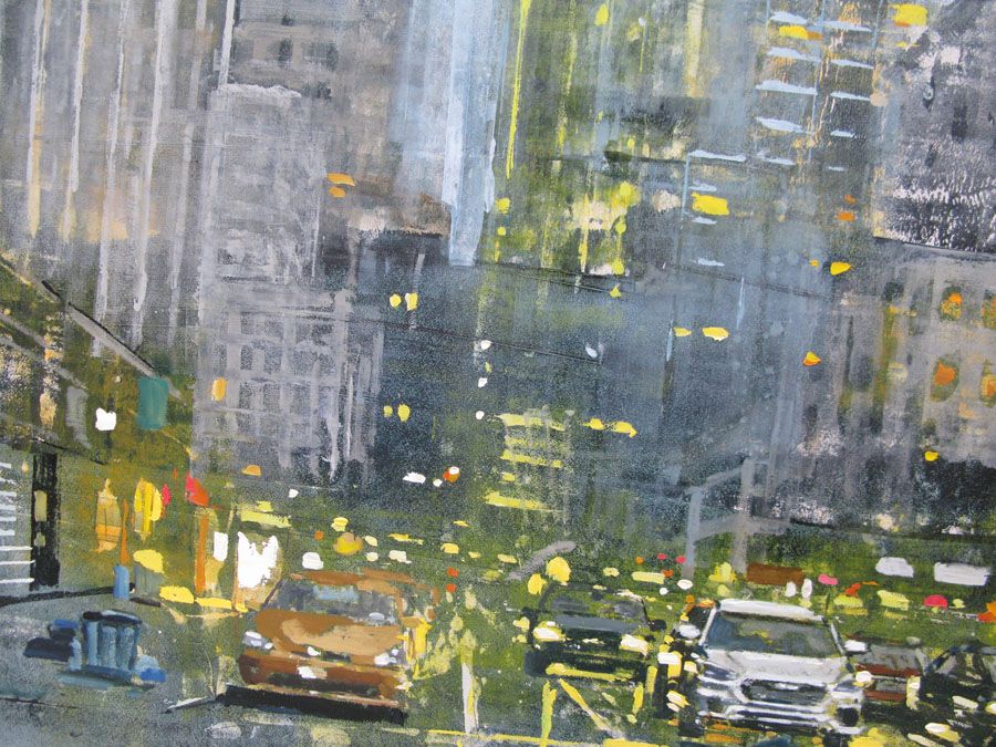 Tableau de ADRIEN FAVEAU a pour titre  DOWNTOWN LIGHTS style figuratif dim : ADRIEN FAVEAUprix:2500