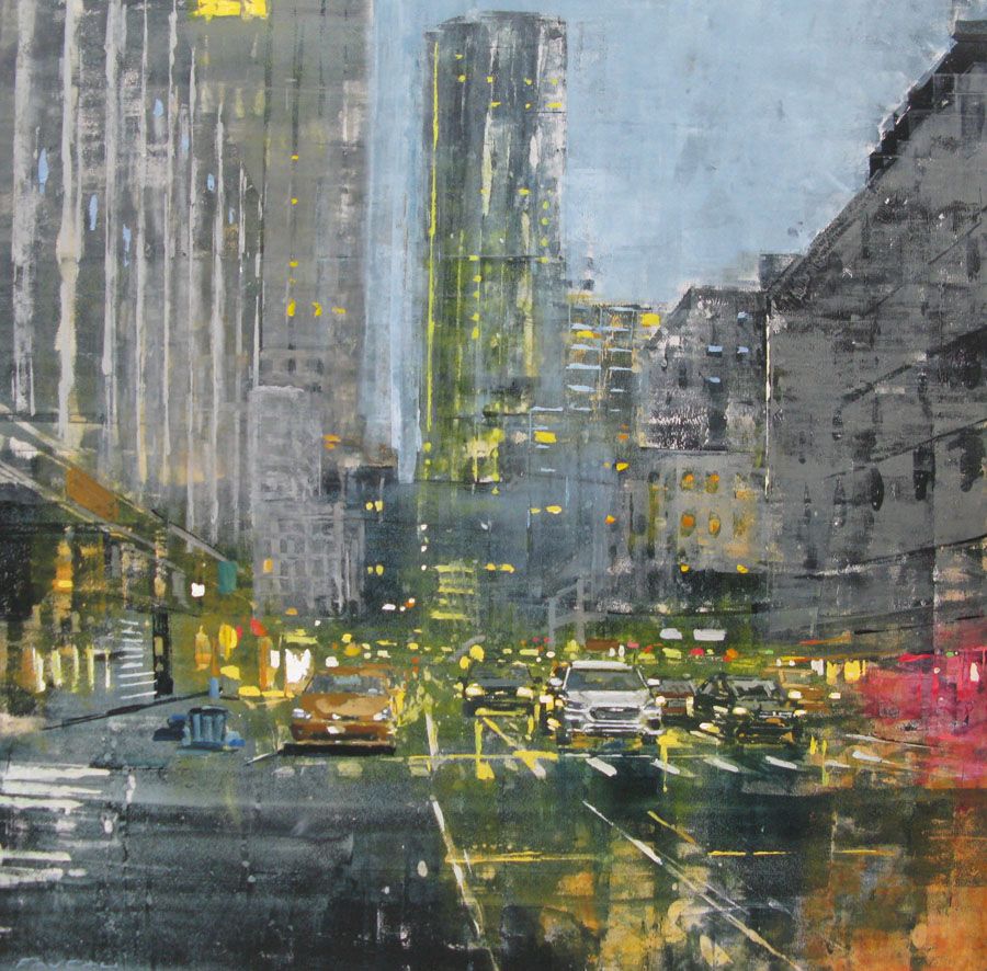 Tableau de ADRIEN FAVEAU a pour titre  DOWNTOWN LIGHTS style figuratif dim : ADRIEN FAVEAUprix:2500