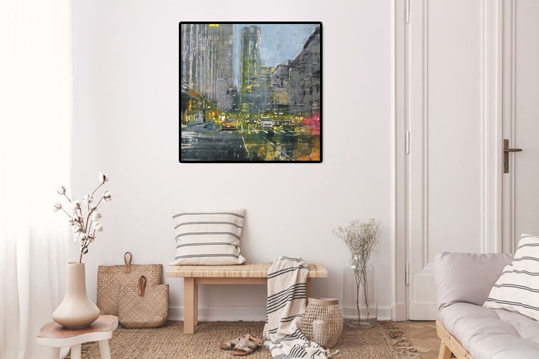 Tableau de ADRIEN FAVEAU a pour titre  DOWNTOWN LIGHTS style figuratif dim : ADRIEN FAVEAUprix:2500