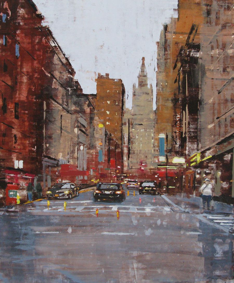 Tableau de ADRIEN FAVEAU a pour titre  MANHATTAN AUTUMN style figuratif dim : ADRIEN FAVEAUprix:2500